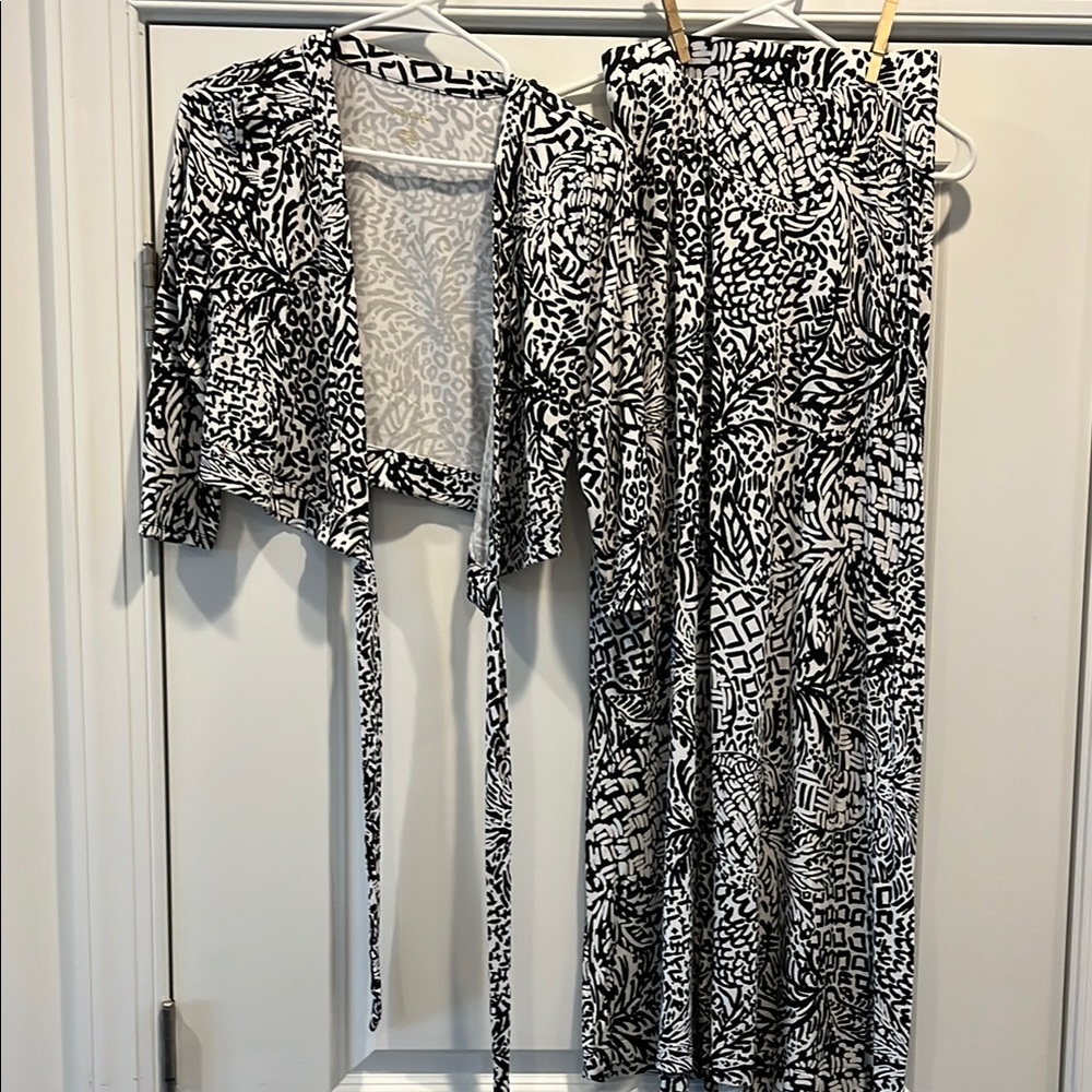 Lilly Pulitzer Black and White Patterned Dress Set